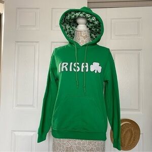 St. Patrick’s Day Irish Hoodie Pull-over green long sleeve sweatshirt size Small